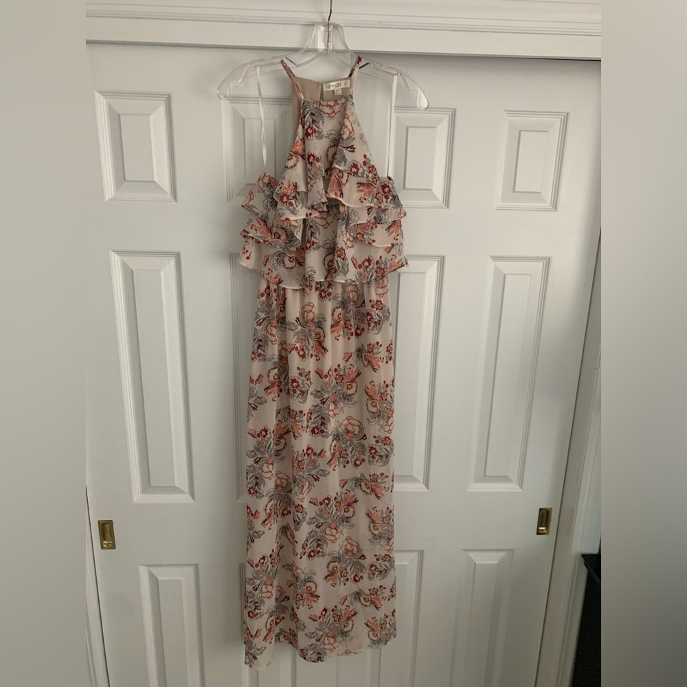 Halter style high neck floral maxi dress